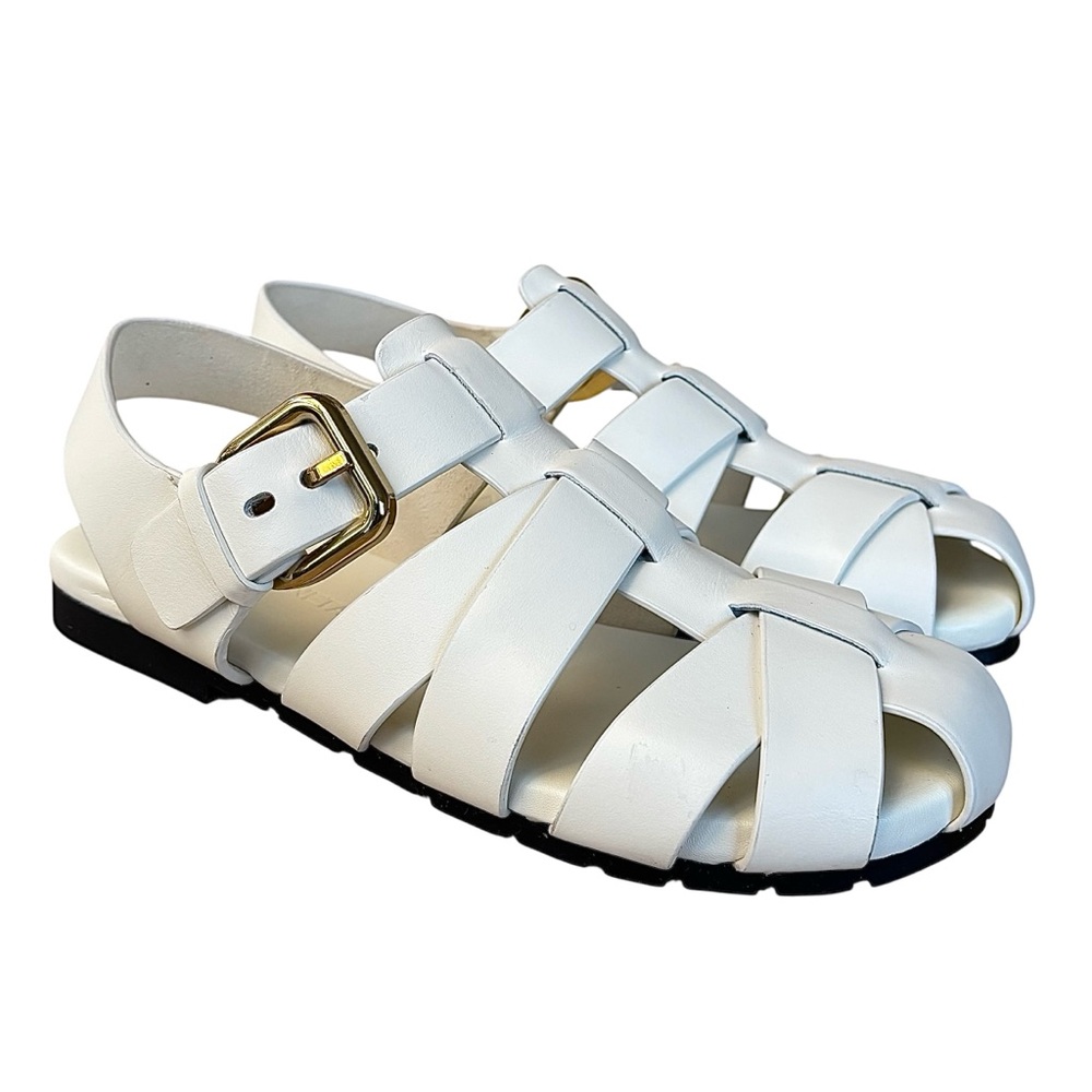 🌹BOTTEGA VENETA “Alfie” White Leather Fisherman Sandals🌹